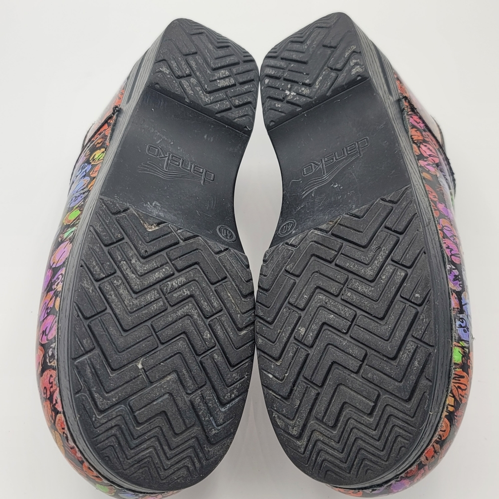 Dansko Viola Multicolor Dot/Cursive Slip On Nurse Clogs Women EU 40 US 9.5 - 10 - Picture 7 of 11